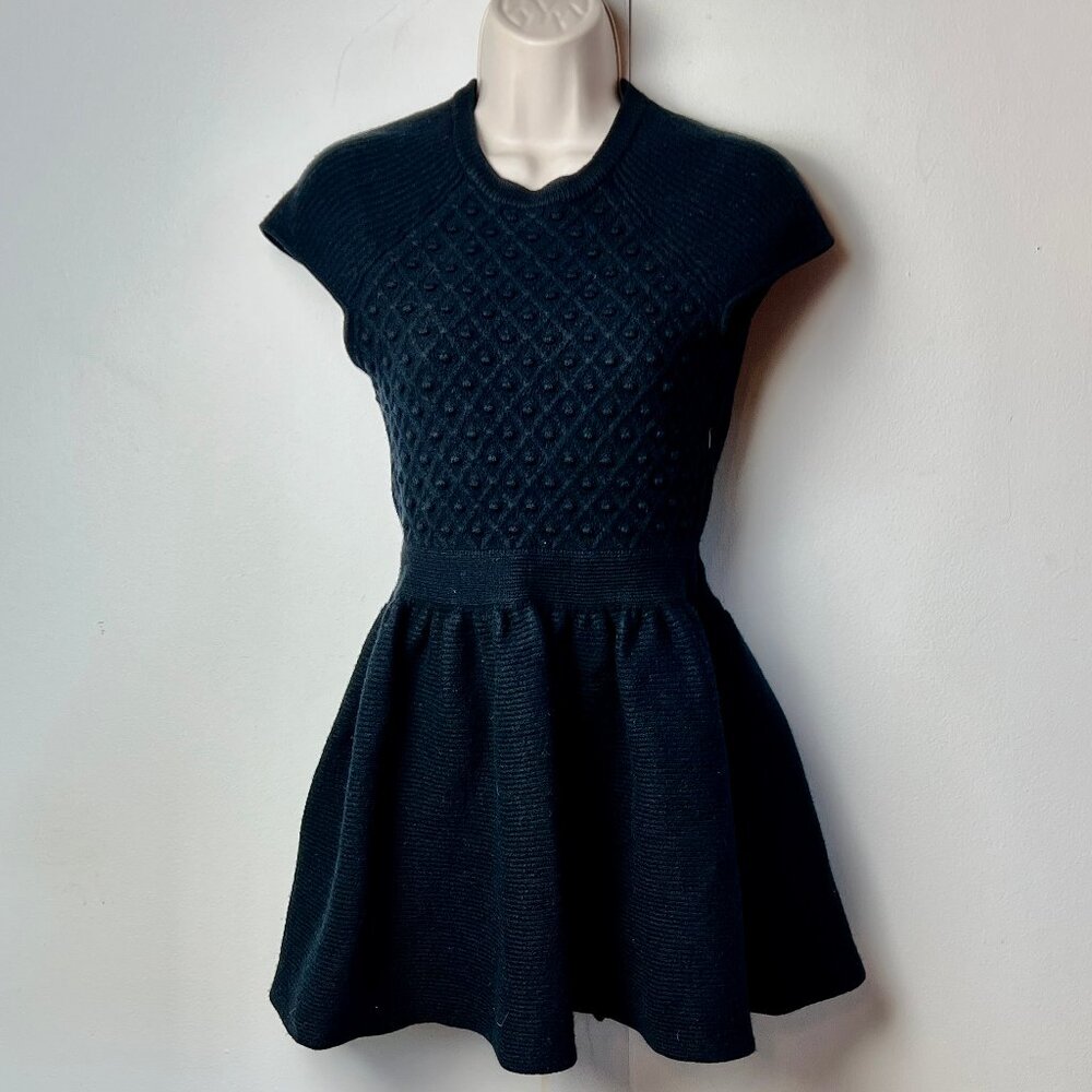 Valentino Red Short Black Fit and Flare Knit Mini Dress crew neck